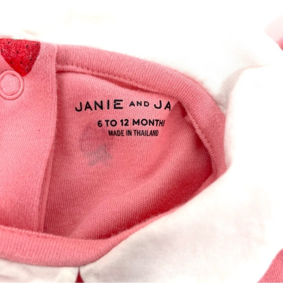 Janie & Jack 6-12 Months Baby Girl Strawberry Print Onesie / Pink - Picture 3 of 4
